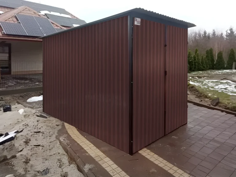alt="Garaż blaszany małopolska 2x3m brąz blaszaki garaż blaszak"