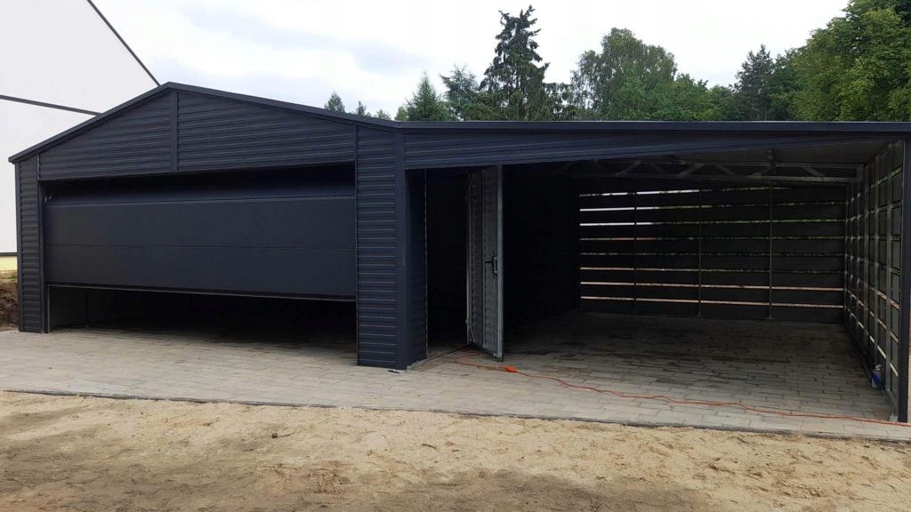 Garaz-blaszany-6×5-8-brama-segmentowa-Wiata-Sposob-otwierania-bramy-brama-podnoszona