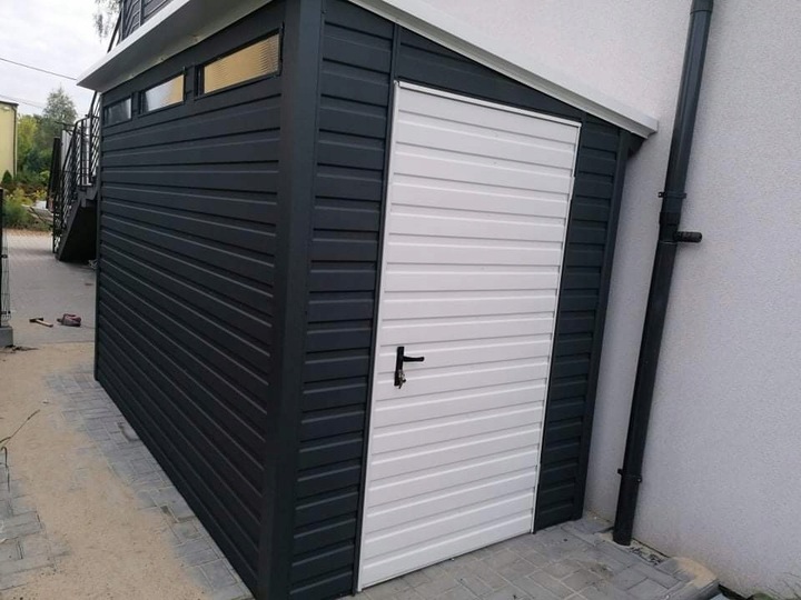 Garaze-blaszane-blaszak-garaz-grafit-mat-bialy-Szerokosc-4-m