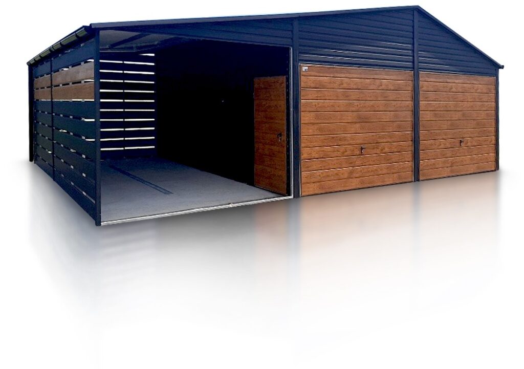 Garaz blaszany 6x5 3x5 wiata panelowa 1